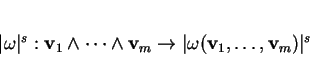 \begin{displaymath}
% latex2html id marker 399\vert\omega\vert^s:{\bf v}_1\wed...
...e {\bf v}_m \to \vert\omega({\bf v}_1,\ldots,{\bf v}_m)\vert^s
\end{displaymath}