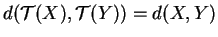 $\displaystyle d({\mathcal T}(X),{\mathcal T}(Y))=d(X,Y)
$