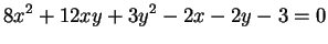 $\displaystyle 8x^2+12xy+3y^2-2x-2y-3=0
$