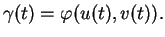 $\displaystyle \gamma(t)=\varphi(u(t),v(t)).$