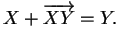 $\displaystyle X+\overrightarrow{XY}=Y.
$