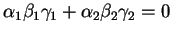 $ \alpha_1\beta_1\gamma_1+\alpha_2\beta_2\gamma_2=0$