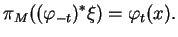 $\displaystyle \pi_M((\varphi_{-t})^*\xi)=\varphi_t(x).
$