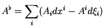 $\displaystyle A^\flat=\sum_i(A_idx^i-A^id\xi_i)
$