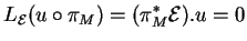 $\displaystyle L_{\mathcal E}(u\circ \pi_M)=(\pi_M^*{\mathcal E}).u=0
$