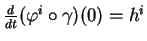 $ {\frac{d}{dt}{(\varphi^i\circ\gamma)}}(0)=h^i$