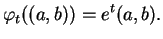 $\displaystyle \varphi_t((a,b))=e^t(a,b).
$