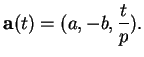 % latex2html id marker 19728
$\displaystyle {\bf a}(t)=(a,-b,\frac{t}{p}).
$