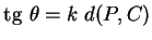 % latex2html id marker 19948
$\displaystyle {\rm tg}\ \theta=k\ d(P,C)
$