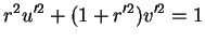 $\displaystyle r^2u'^2+(1+r'^2)v'^2=1$