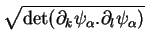 $\displaystyle \sqrt{\det(\partial_k\psi_\alpha.\partial_l\psi_\alpha)}
$