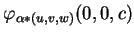 $ \varphi_{\alpha *(u,v,w)}(0,0,c)$