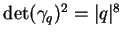 $ \det(\gamma_q)^2=\vert q\vert^8$