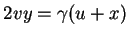 $ 2vy=\gamma(u+x)$