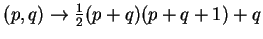 $ (p,q)\to \frac{1}{2}(p+q)(p+q+1)+q$