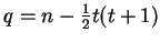 $ q=n-\frac{1}{2}t(t+1)$