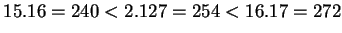 $ 15.16=240<2.127=254<16.17=272$